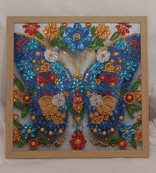 Diamond Art Painting with Jewels, Butterfly, Framed 10 x 10