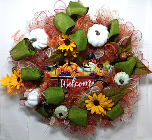 Pumpkin Welcome Autumn Wreath