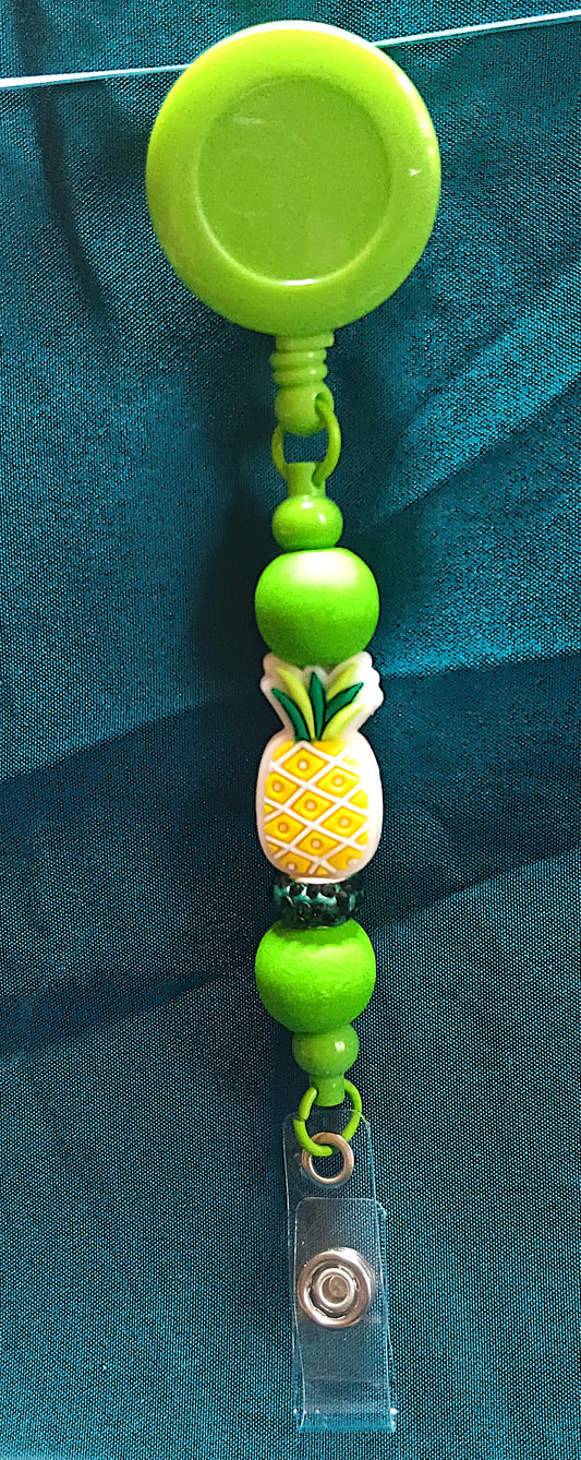 Retractable Name Badge Holder with a Pineapple