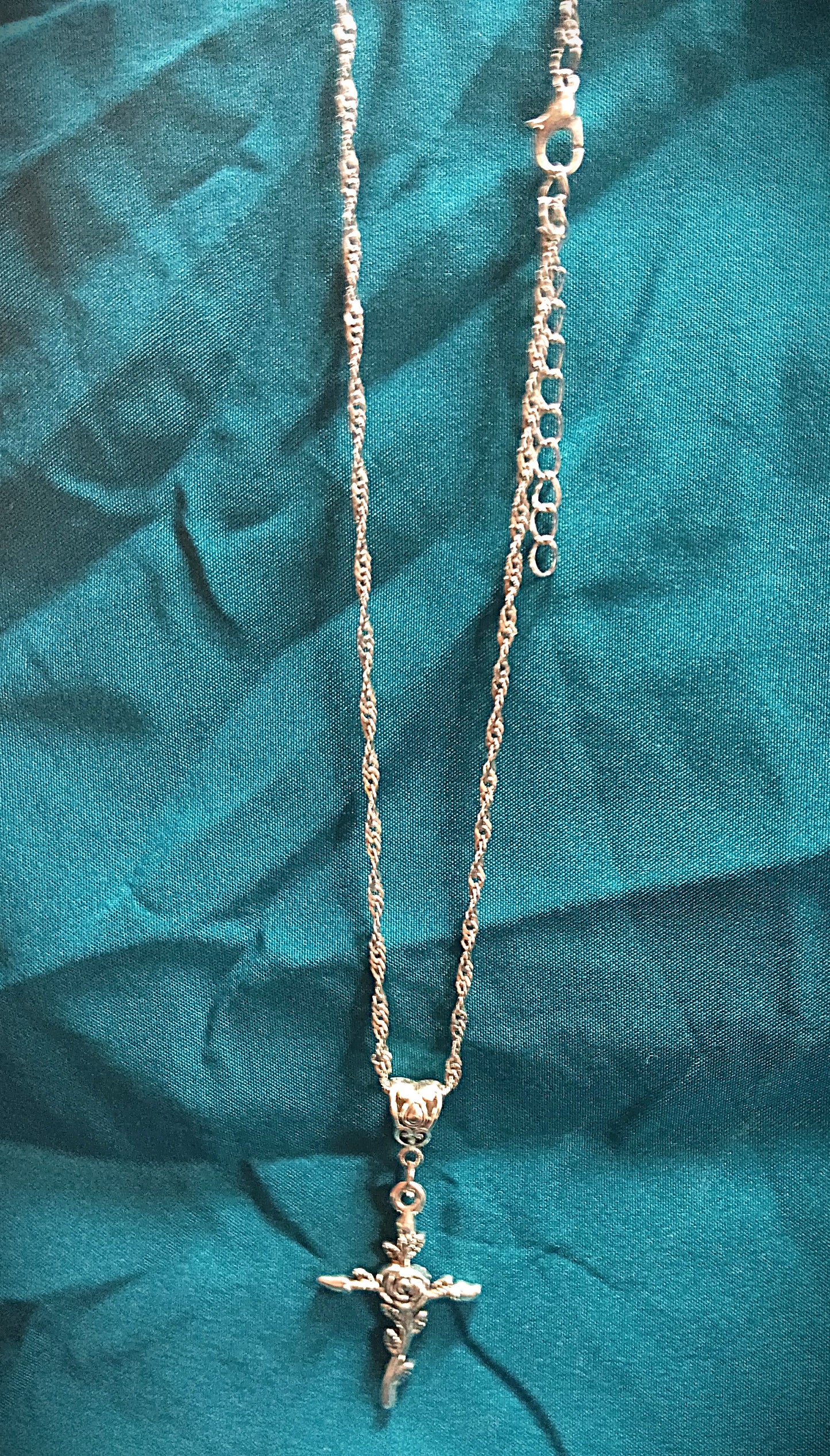Silvertone Cross Pendant and Chain