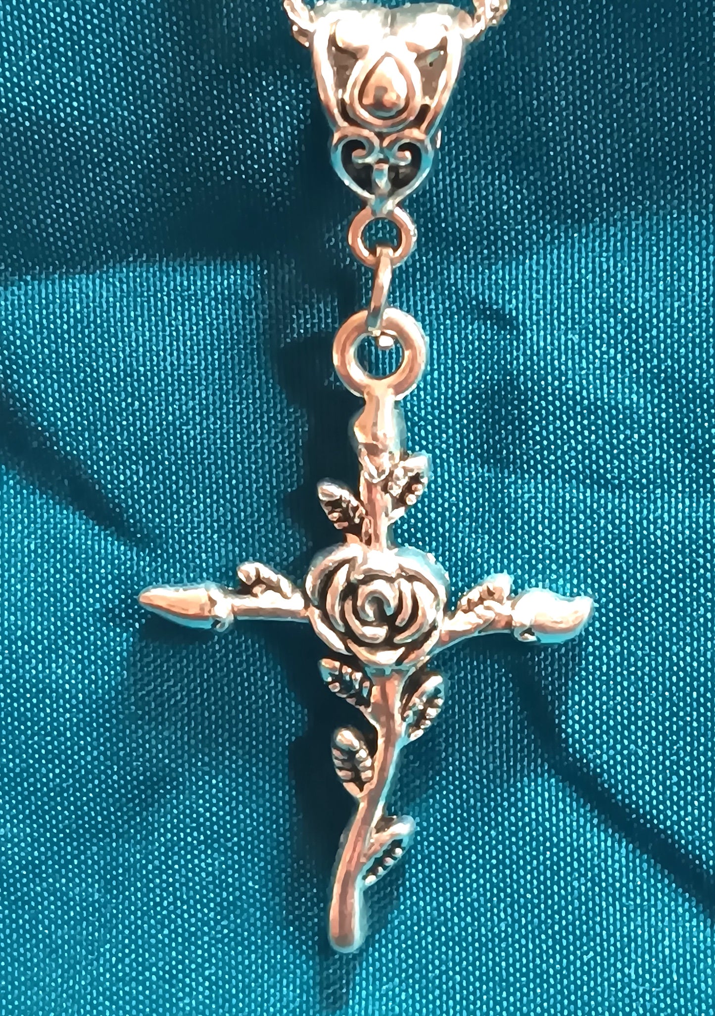 Silvertone Cross Pendant and Chain