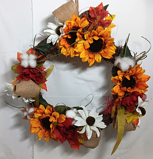 Fall Wreath with Sunflowers