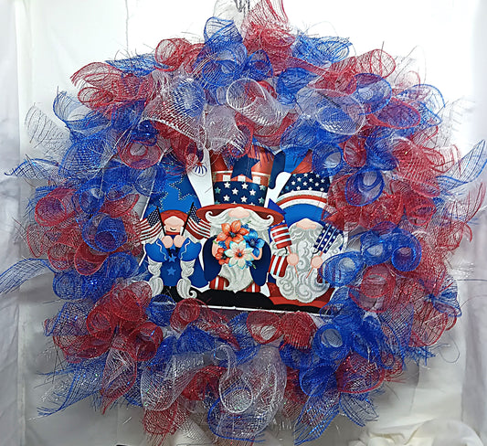 Three Gnomes Patriotic Wreath
